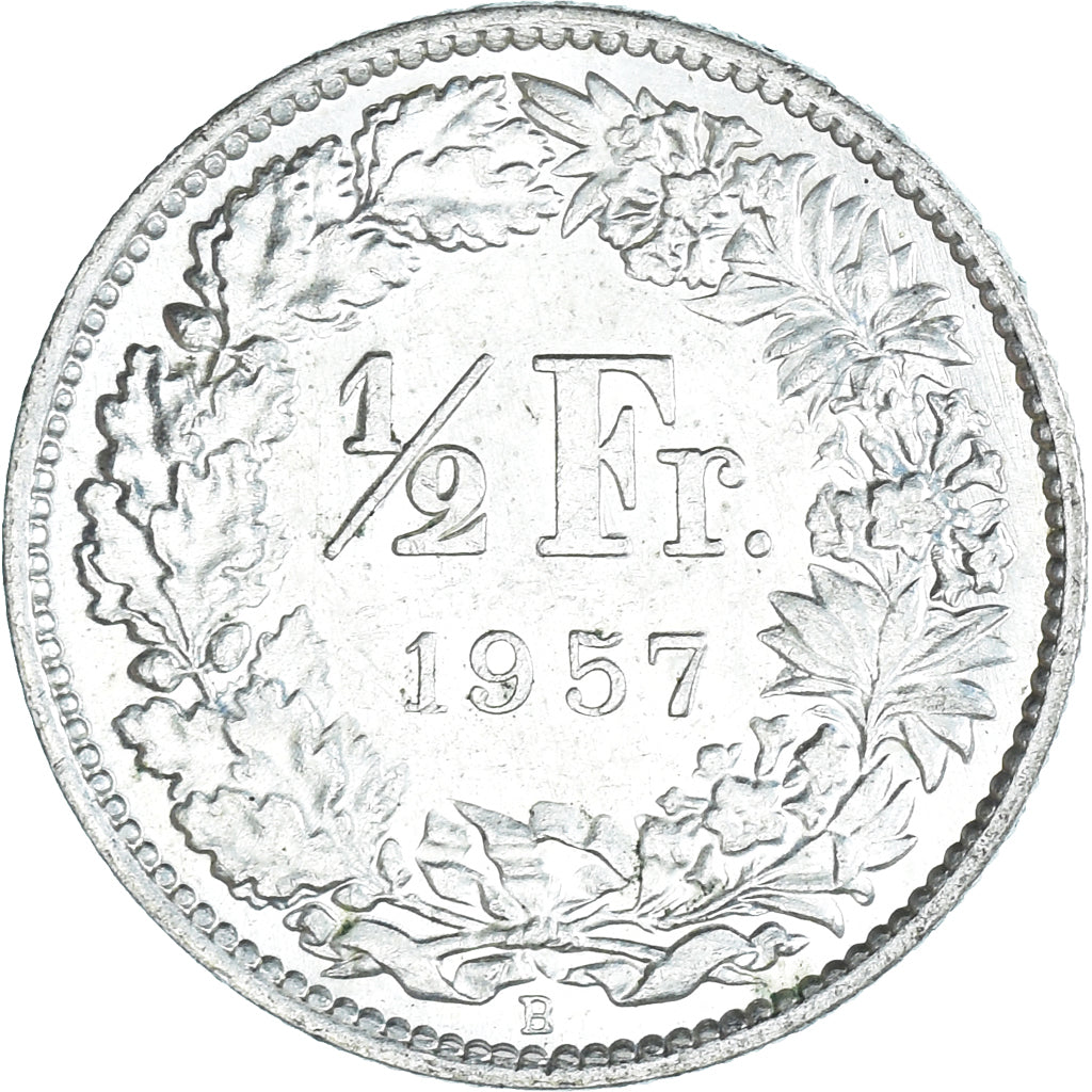 Moneta, Szwajcaria, 1/2 Franc, 1957, Bern, MS(60-62), Srebro, KM:23
