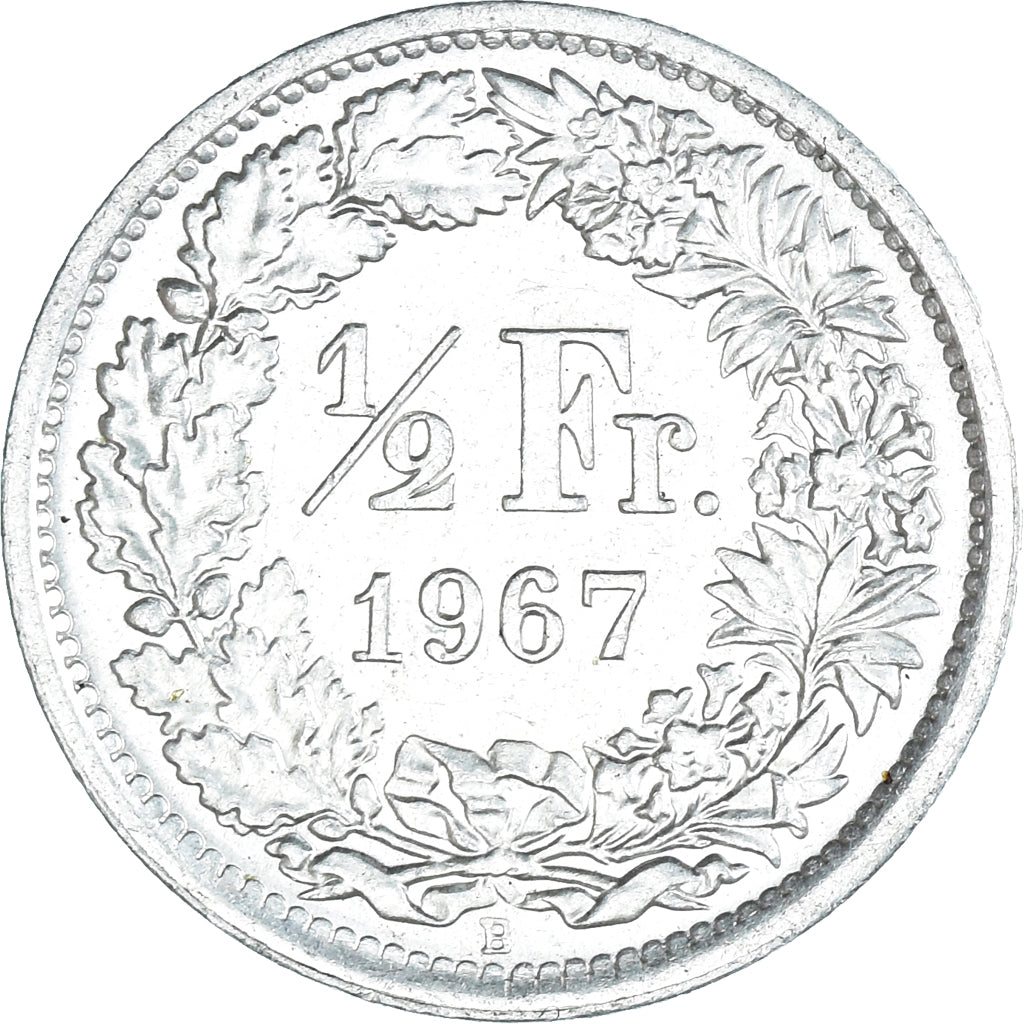Münze, Schweiz, 1/2 Franc, 1967, Bern, VZ, Silber, KM:23