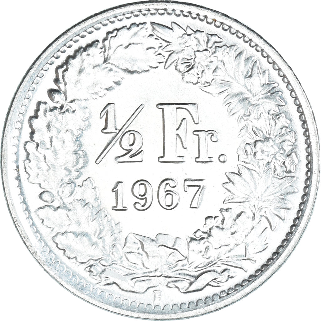 Moneta, Szwajcaria, 1/2 Franc, 1967, Bern, MS(60-62), Srebro, KM:23
