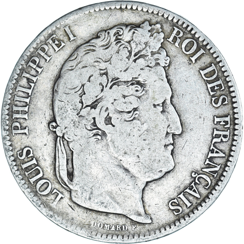 Moeda, França, Louis-Philippe, 5 Francs, 1841, Lille, VF(20-25), Prata