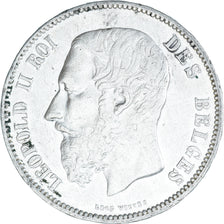 Munten, België, Leopold II, 5 Francs, 5 Frank, 1873, ZF+, Zilver, KM:24