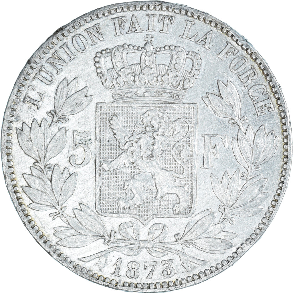 Munten, België, Leopold II, 5 Francs, 5 Frank, 1873, ZF+, Zilver, KM:24