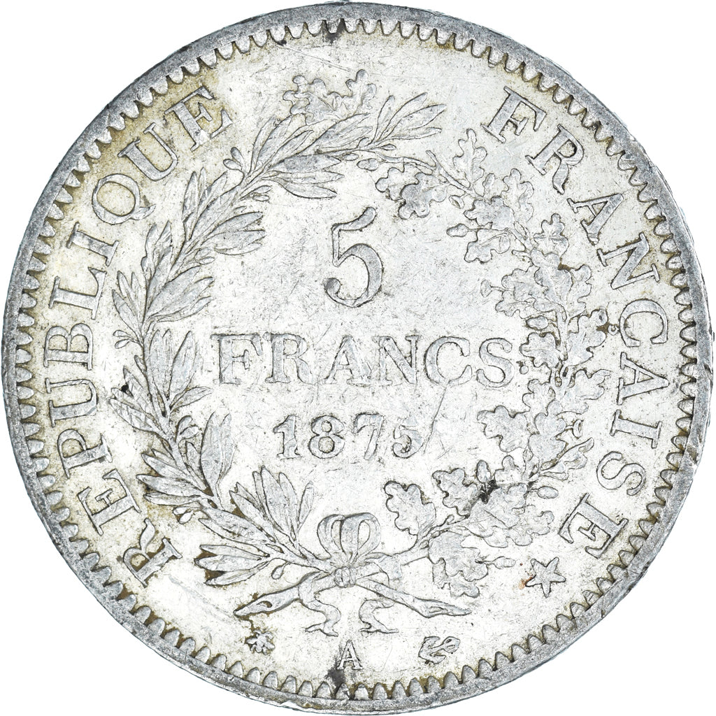 Moeda, França, Hercule, 5 Francs, 1875, Paris, VF(30-35), Prata, KM:820.1