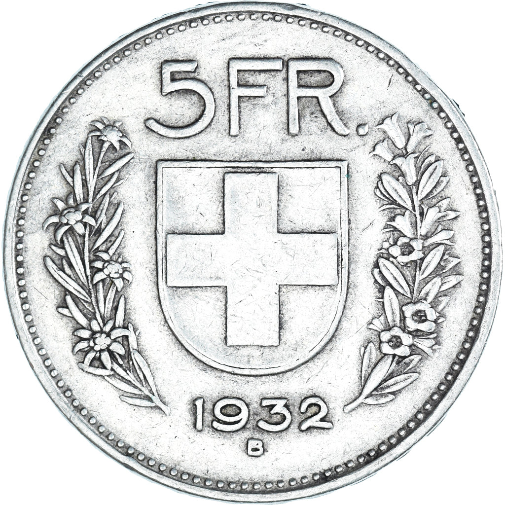 Coin, Switzerland, 5 Francs, 1932, Bern, EF(40-45), Silver, KM:40