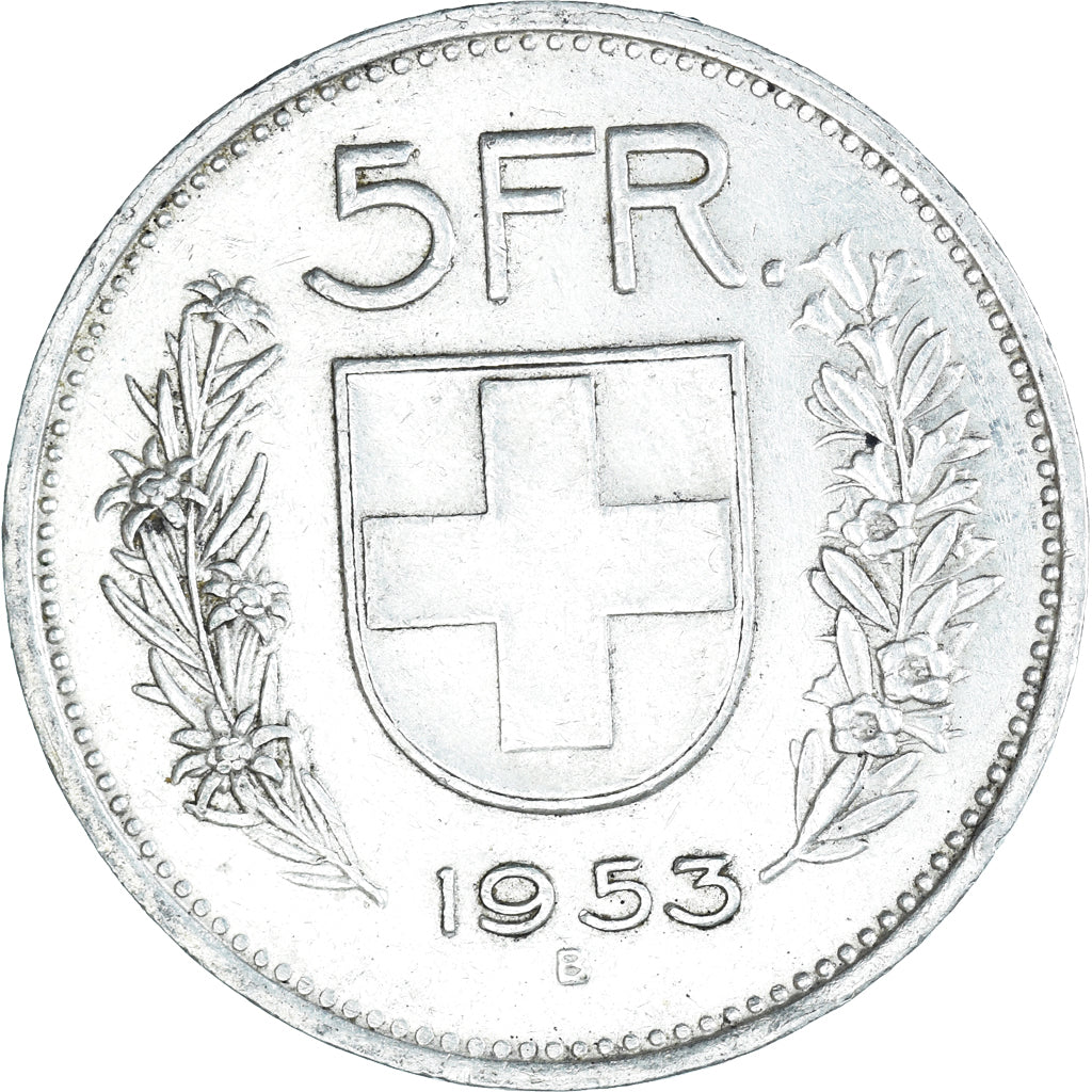 Münze, Schweiz, 5 Francs, 1953, Bern, SS+, Silber, KM:40