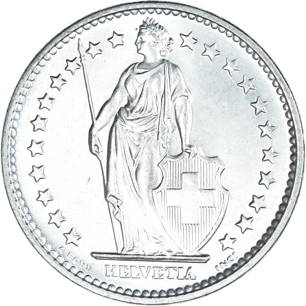 Coin, Switzerland, 2 Francs, 1967, Bern, MS(60-62), Silver, KM:21
