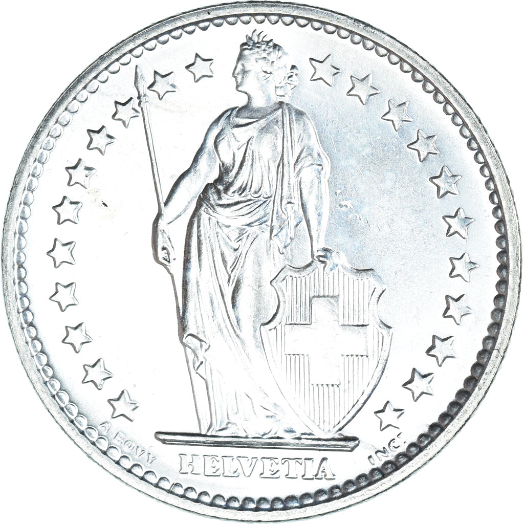 Coin, Switzerland, 2 Francs, 1967, Bern, MS(60-62), Silver, KM:21