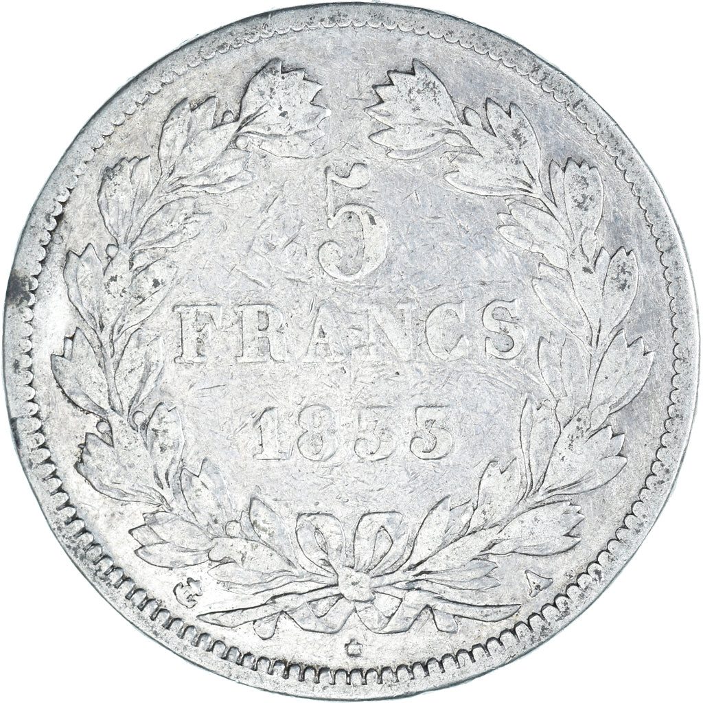 Coin, France, Louis-Philippe, 5 Francs, 1833, Paris, VF(20-25), Silver