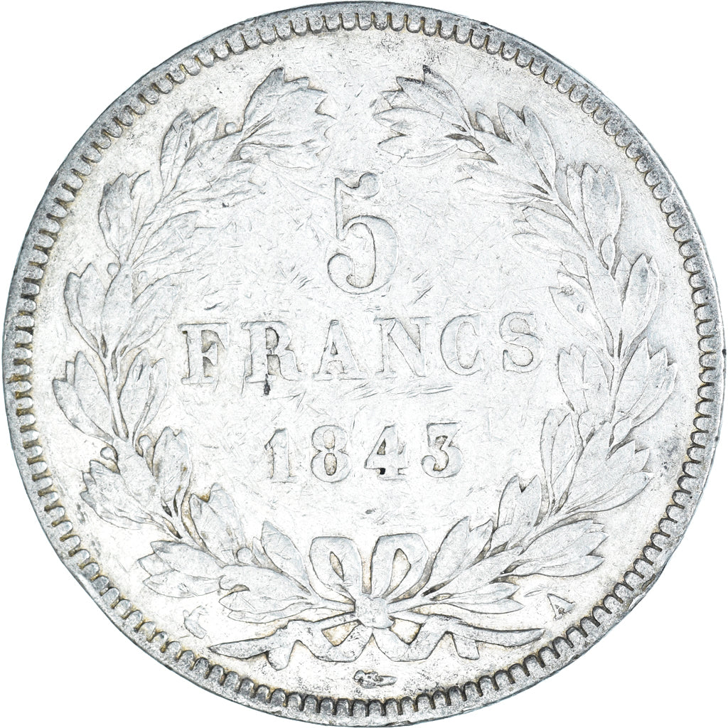 Munten, Frankrijk, Louis-Philippe, 5 Francs, 1843, Paris, FR+, Zilver, KM:749.1