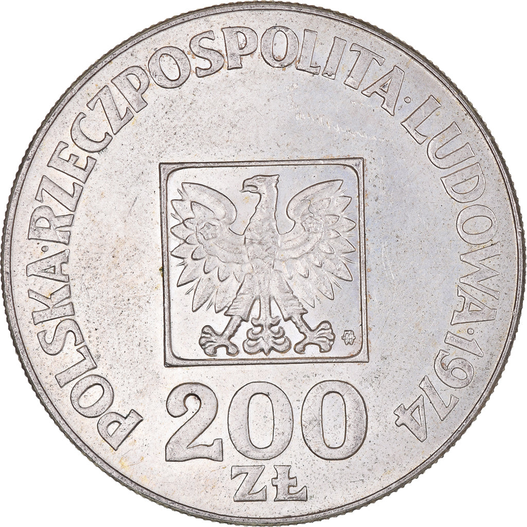 Moeda, Polónia, 200 Zlotych, 1974, Warsaw, EF(40-45), Prata, KM:72