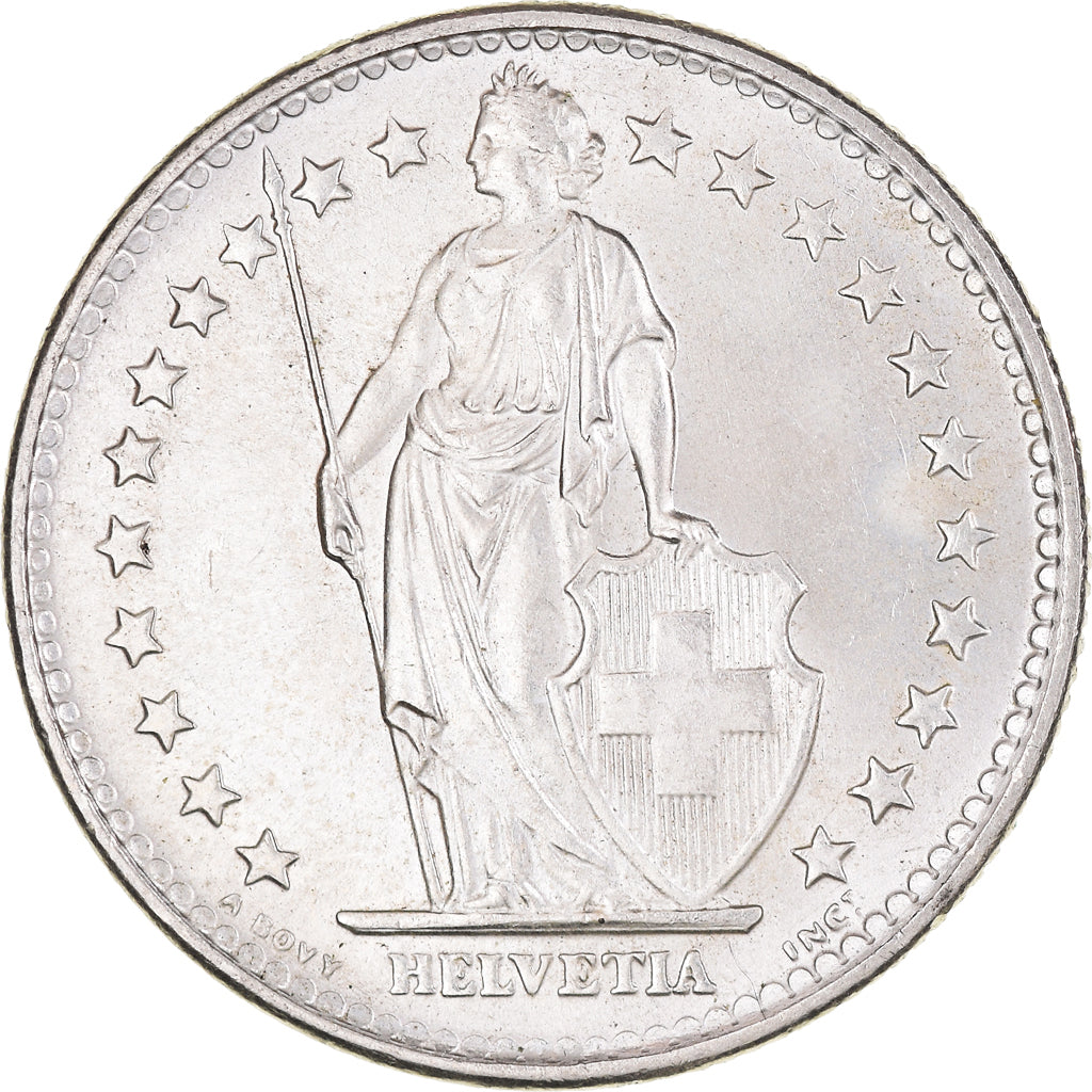Coin, Switzerland, 2 Francs, 1965, Bern, MS(63), Silver, KM:21