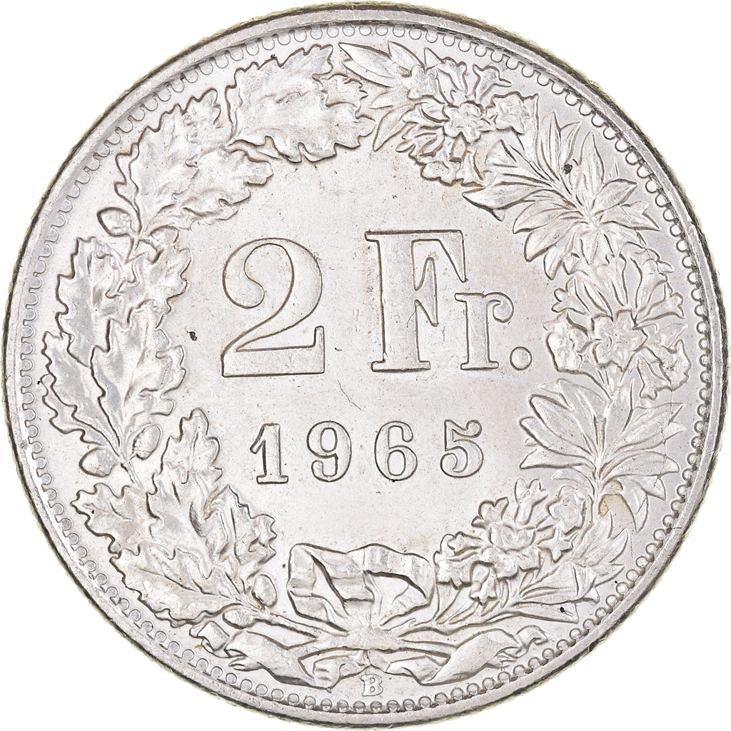 Coin, Switzerland, 2 Francs, 1965, Bern, MS(63), Silver, KM:21
