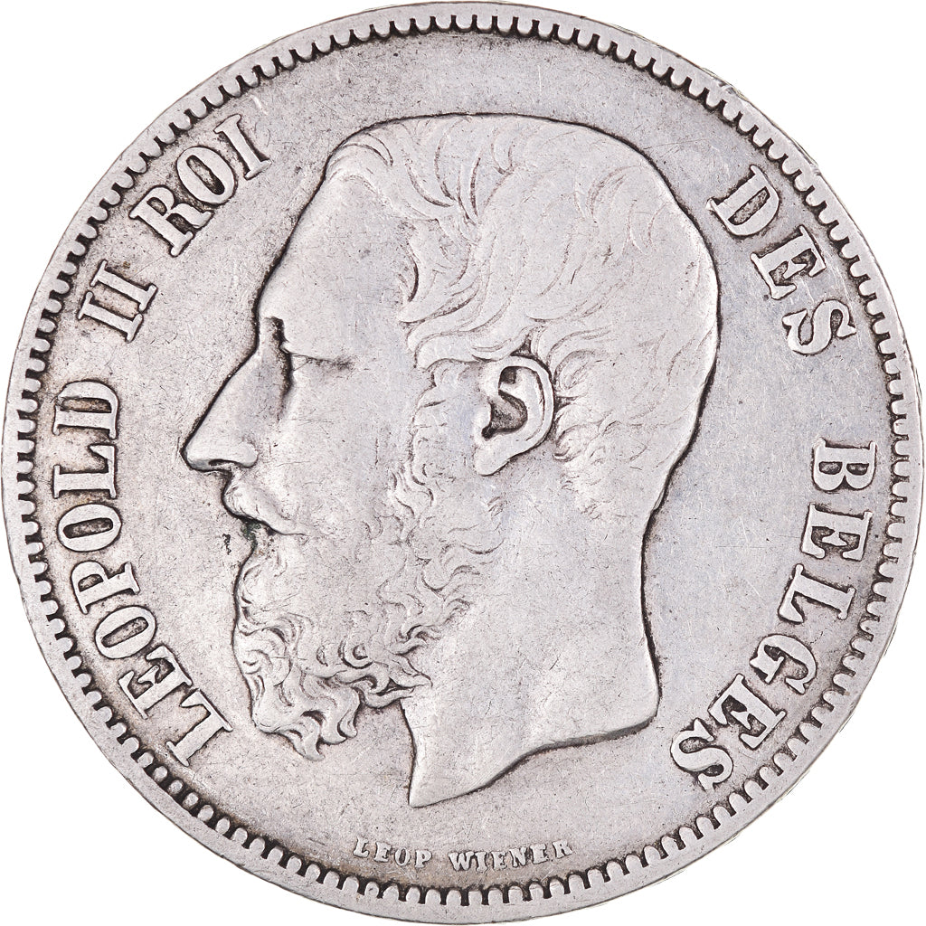 Moneta, Belgio, Leopold II, 5 Francs, 5 Frank, 1875, MB+, Argento, KM:24