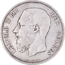 Moneta, Belgio, Leopold II, 5 Francs, 5 Frank, 1875, MB+, Argento, KM:24