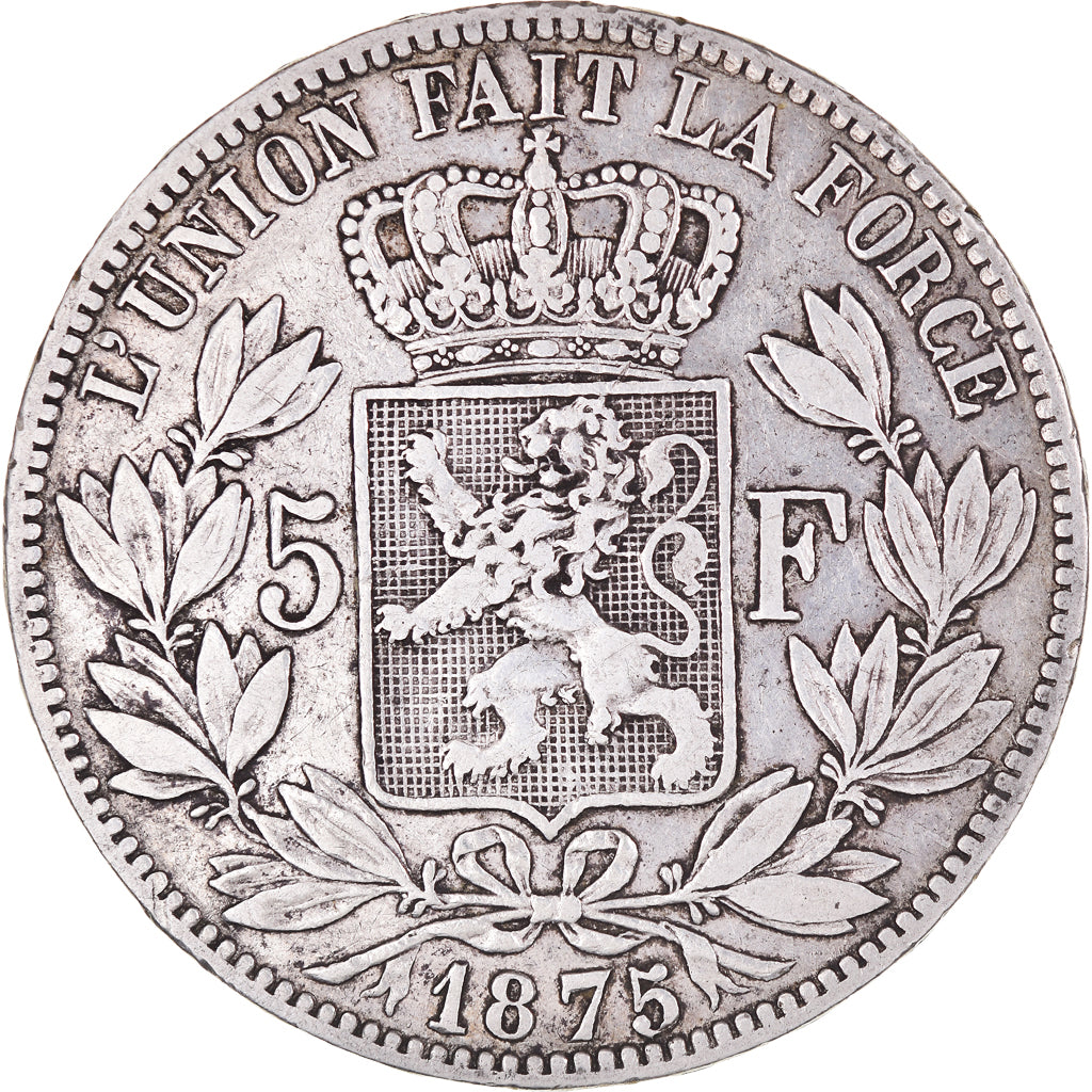 Moneta, Belgio, Leopold II, 5 Francs, 5 Frank, 1875, MB+, Argento, KM:24