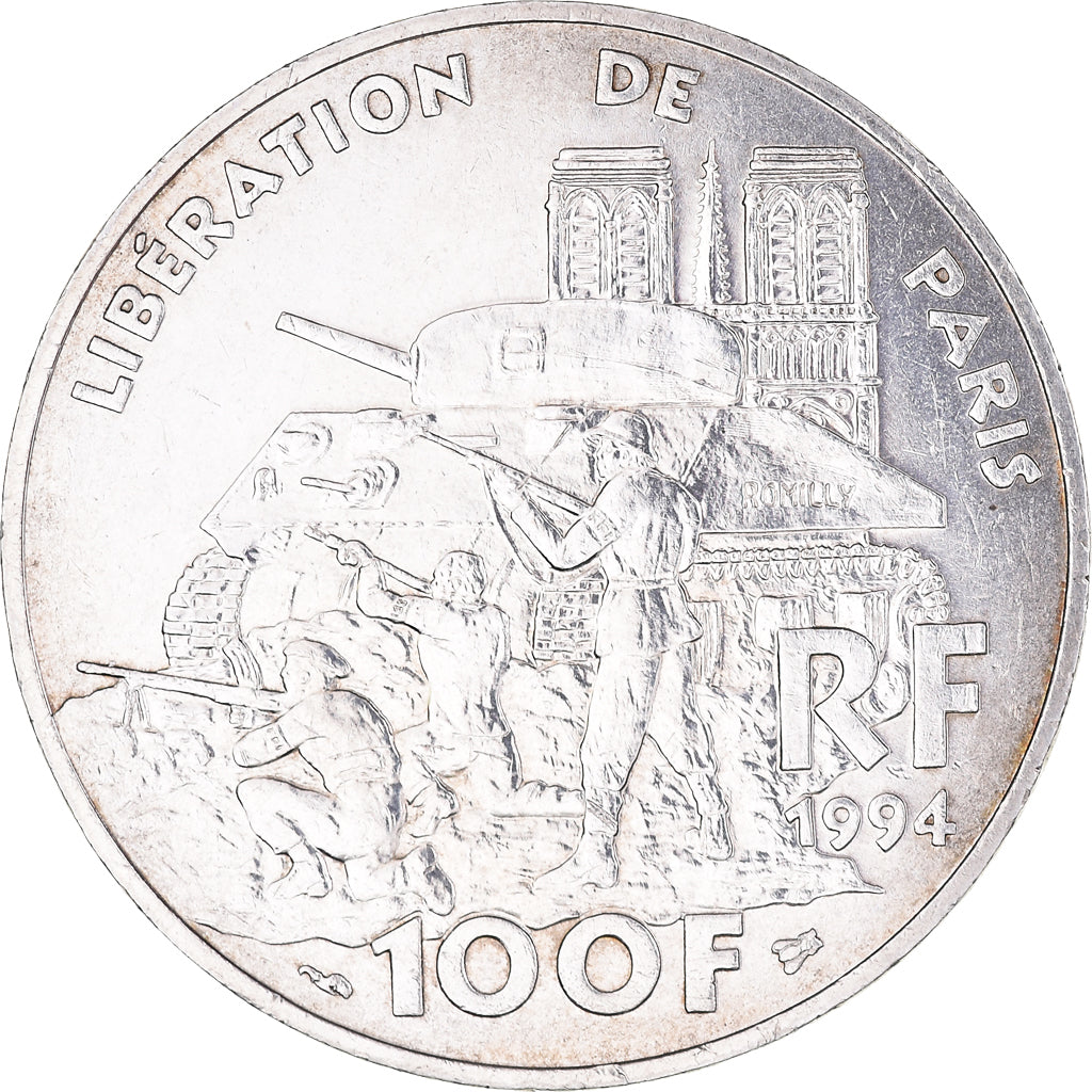 Münze, Frankreich, Libération de Paris, 100 Francs, 1994, VZ, Silber