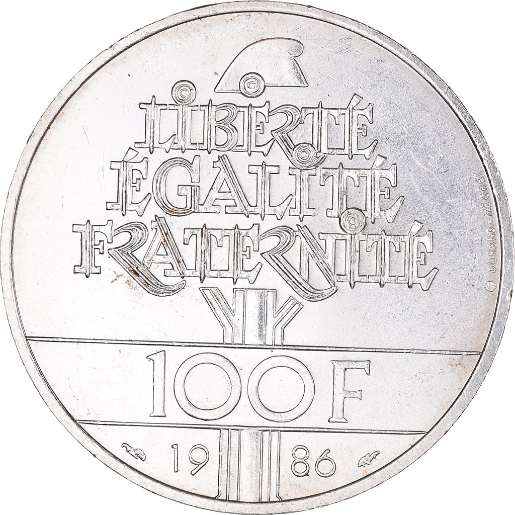 Coin, France, Statue de la Liberté, 100 Francs, 1986, AU(55-58), Silver