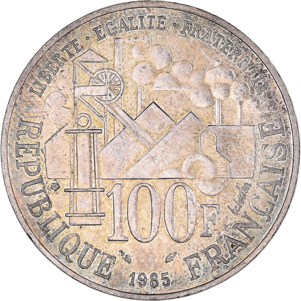 Munten, Frankrijk, Germinal, 100 Francs, 1985, PR, Zilver, KM:957, Gadoury:900