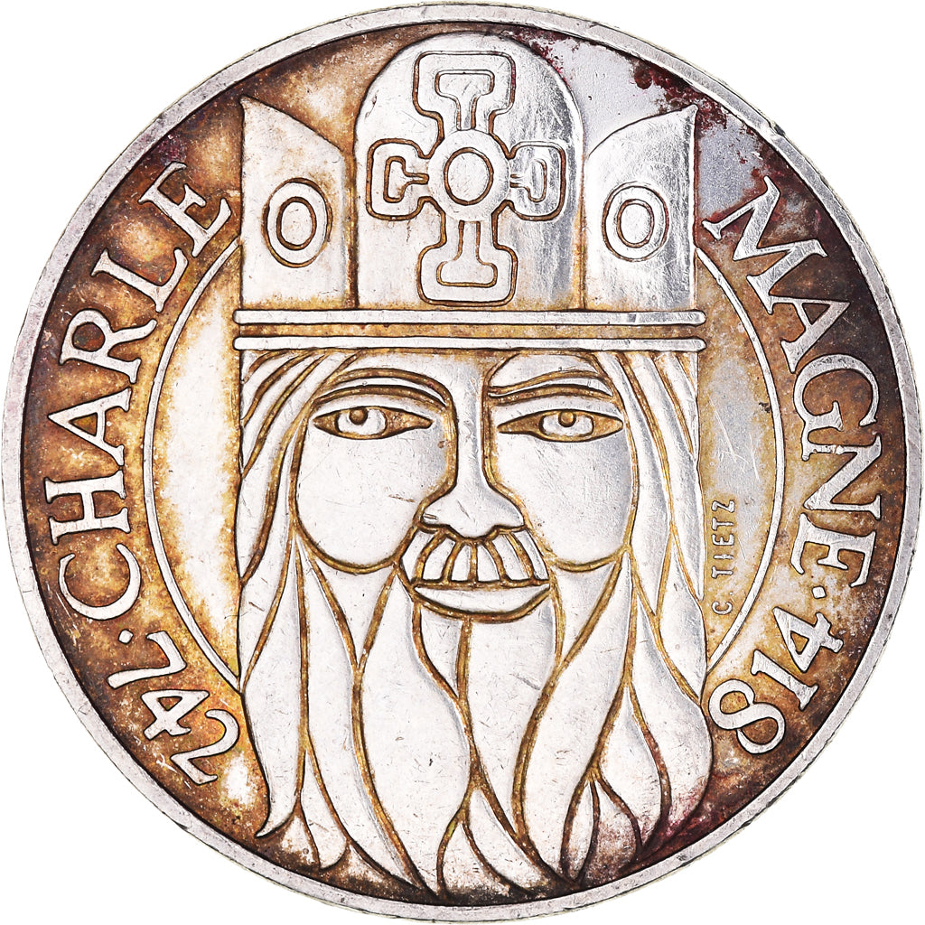 Munten, Frankrijk, Charlemagne, 100 Francs, 1990, Paris, PR, Zilver, KM:982