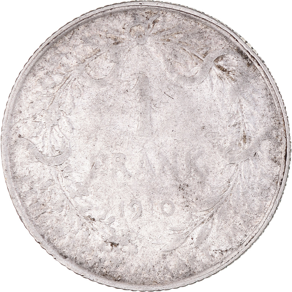 Moneda, Bélgica, Albert I, Franc, 1910, Brussels, MBC, Plata, KM:73.1