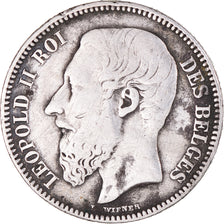 Coin, Belgium, Leopold II, 2 Francs, 2 Frank, 1867, VF(30-35), Silver, KM:30.1