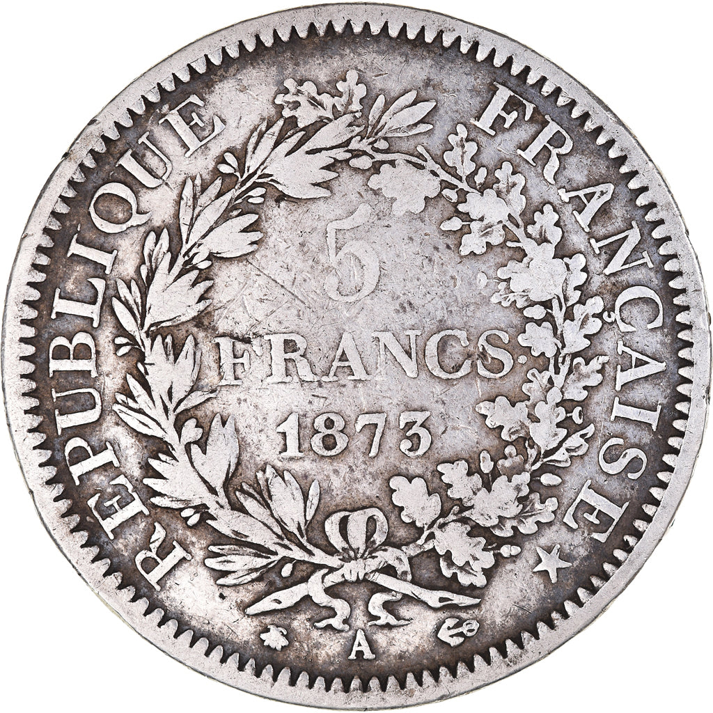 Coin, France, Hercule, 5 Francs, 1873, Paris, VF(30-35), Silver, KM:820.1