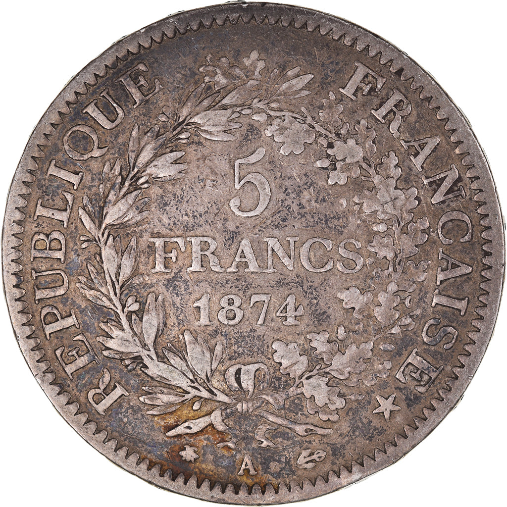 Coin, France, Hercule, 5 Francs, 1874, Paris, EF(40-45), Silver, KM:820.1