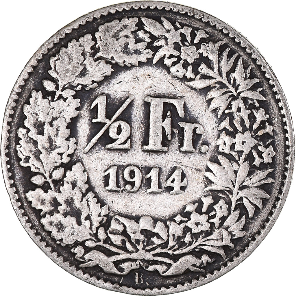 Munten, Zwitserland, 1/2 Franc, 1914, Bern, FR+, Zilver, KM:23