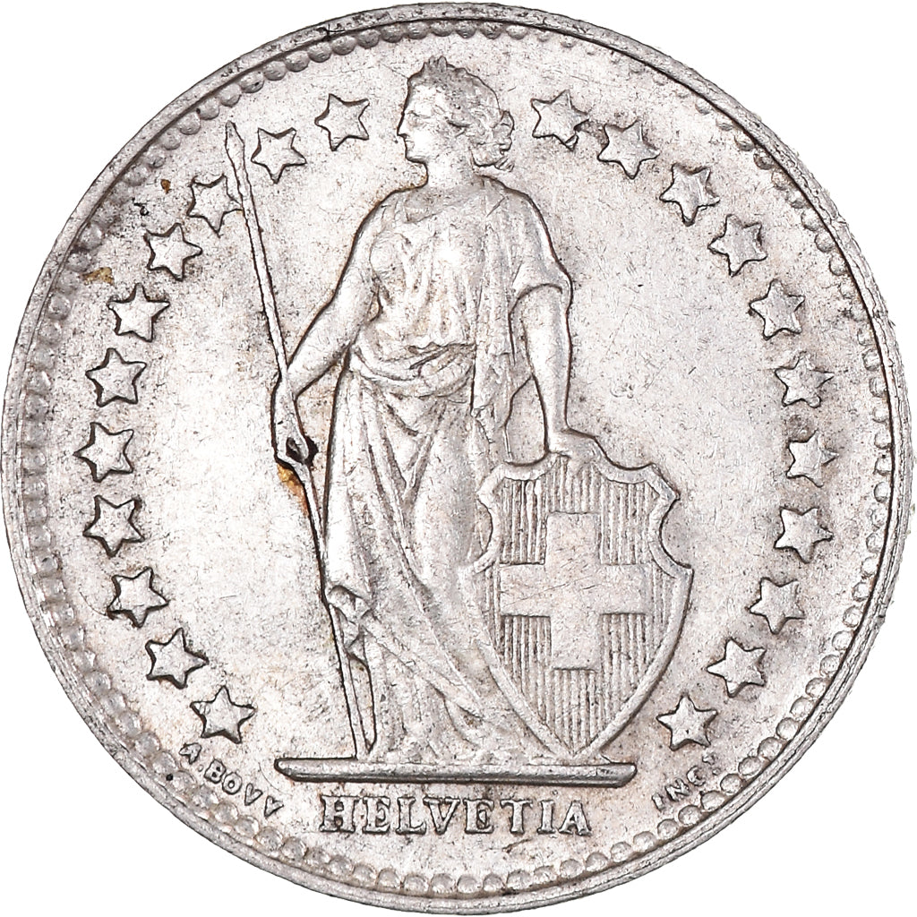 Coin, Switzerland, 1/2 Franc, 1952, Bern, MS(60-62), Silver, KM:23