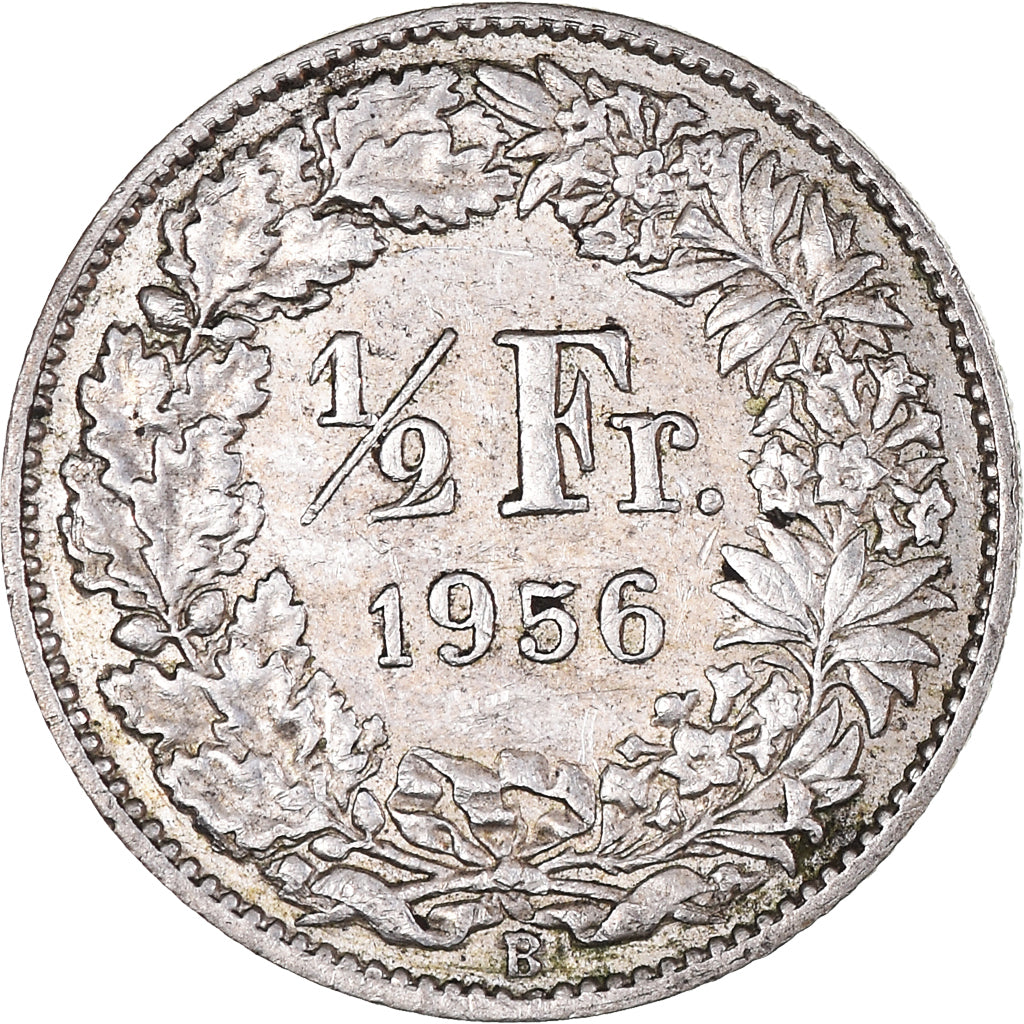 Munten, Zwitserland, 1/2 Franc, 1956, Bern, PR, Zilver, KM:23