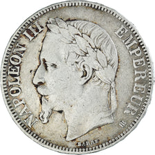 Moeda, França, Napoléon III, 5 Francs, 1867, Strasbourg, VF(30-35), Prata