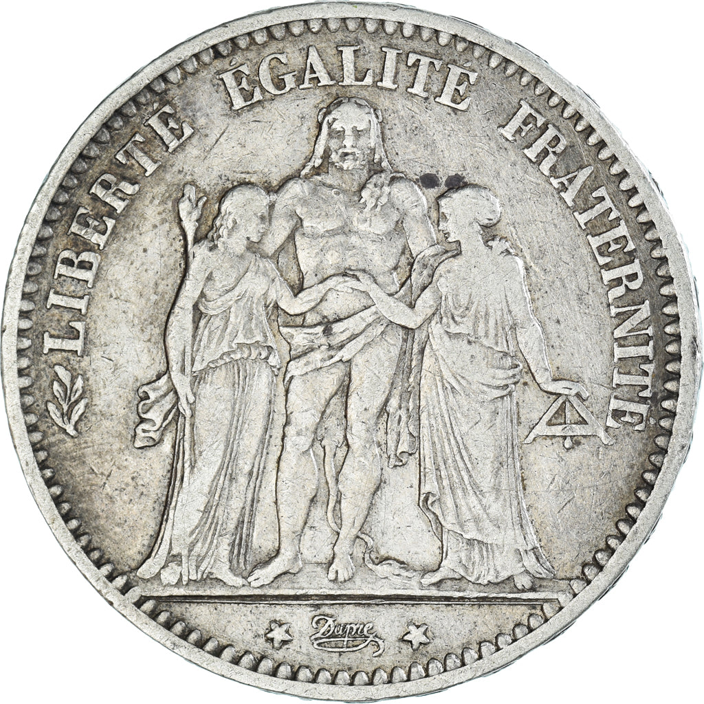 Moeda, França, Hercule, 5 Francs, 1874, Bordeaux, VF(30-35), Prata, KM:820.2