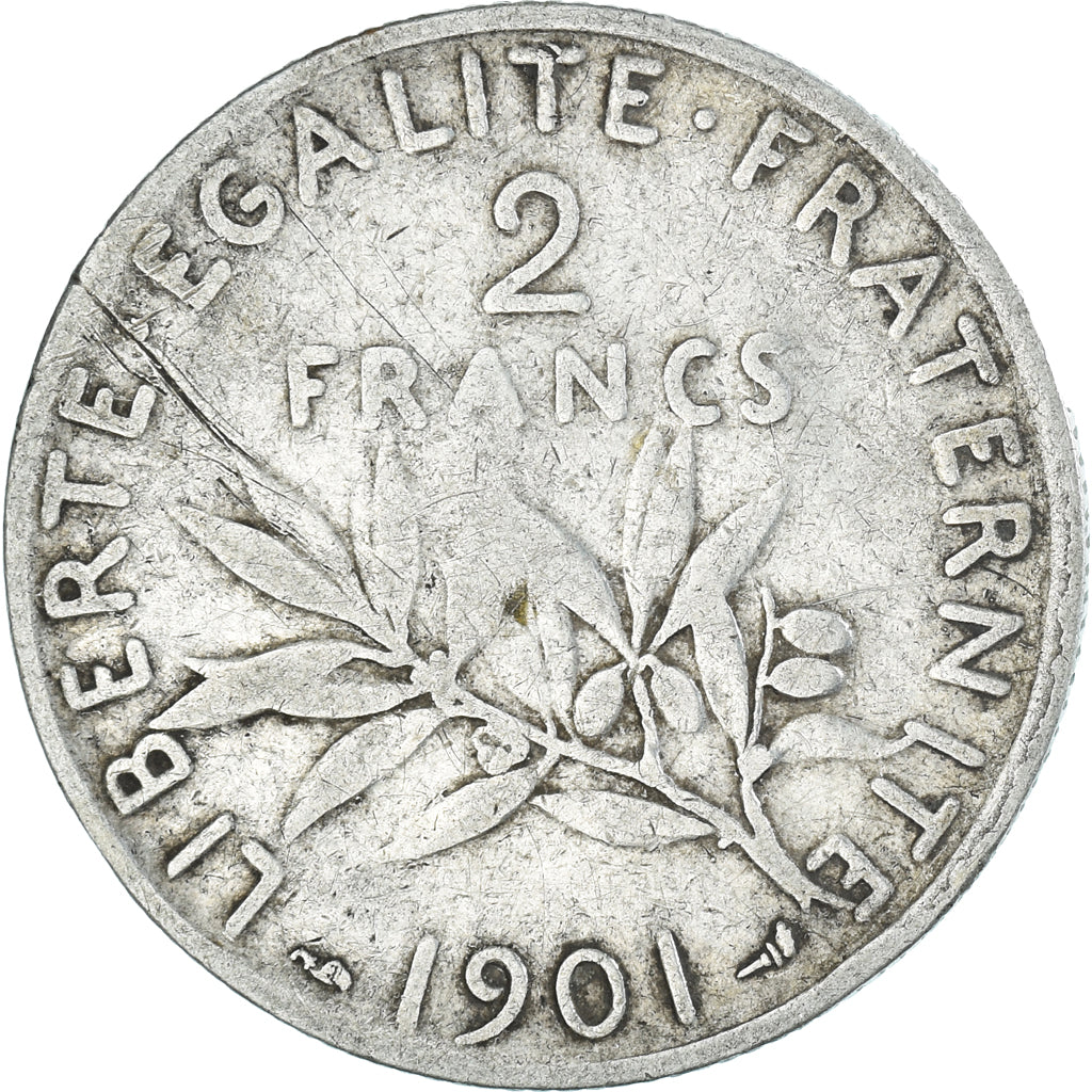 Coin, France, Semeuse, 2 Francs, 1901, Paris, VF(30-35), Silver, KM:845.1