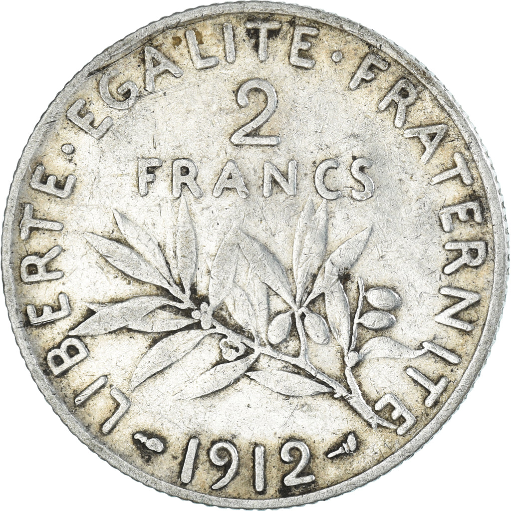 Moneta, Francia, Semeuse, 2 Francs, 1912, Paris, BB, Argento, KM:845.1