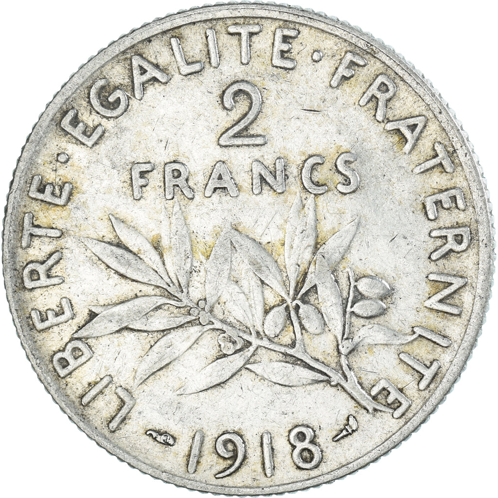 Coin, France, Semeuse, 2 Francs, 1918, Paris, AU(55-58), Silver, KM:845.1