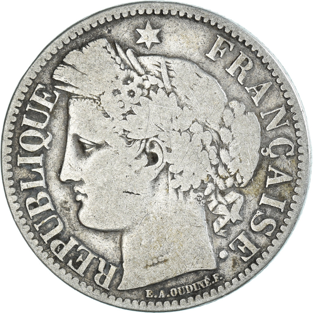 Moneta, Francia, Cérès, 2 Francs, 1870, Paris, MB+, Argento, KM:816.1