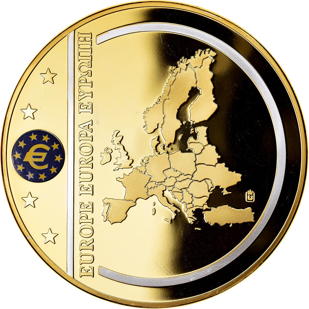 France, Medal, Billet de Banque Européenne, 100 Euro, MS(65-70), Copper Gilt