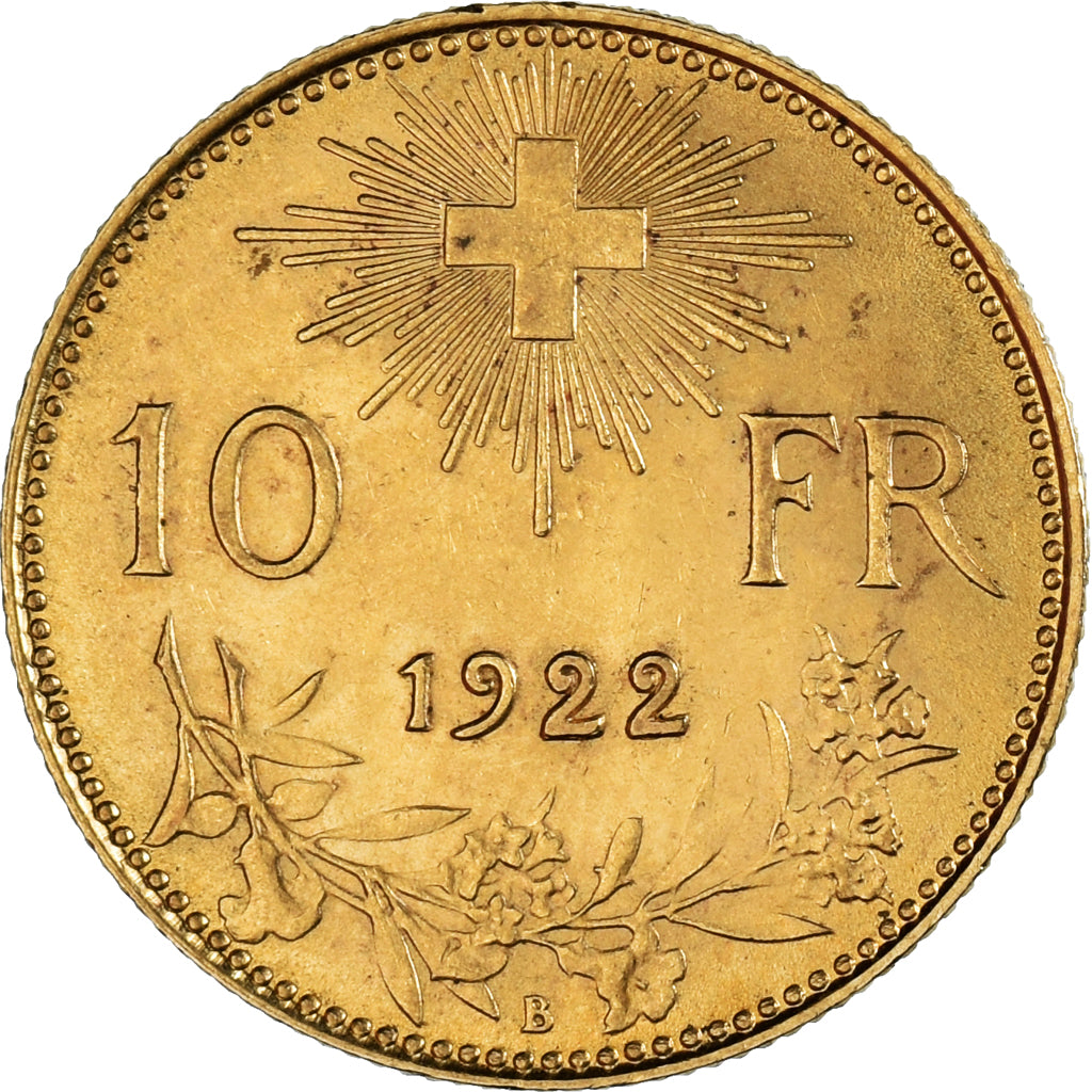 Münze, Schweiz, 10 Francs, 1922, Bern, UNZ, Gold, KM:36