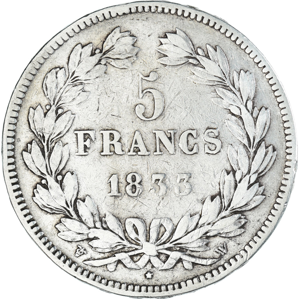 Münze, Frankreich, Louis-Philippe, 5 Francs, 1833, Lille, S+, Silber