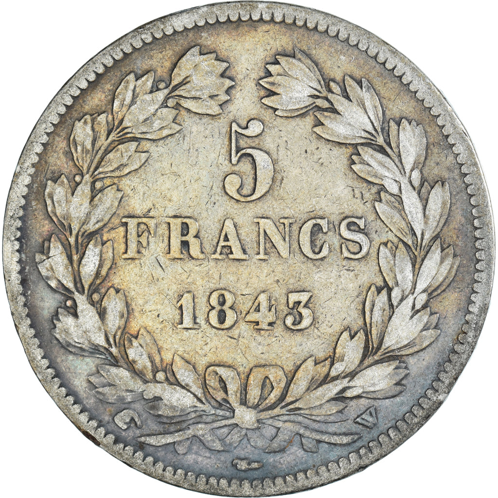 Moneta, Francia, Louis-Philippe, 5 Francs, 1843, Lille, MB, Argento, KM:749.13