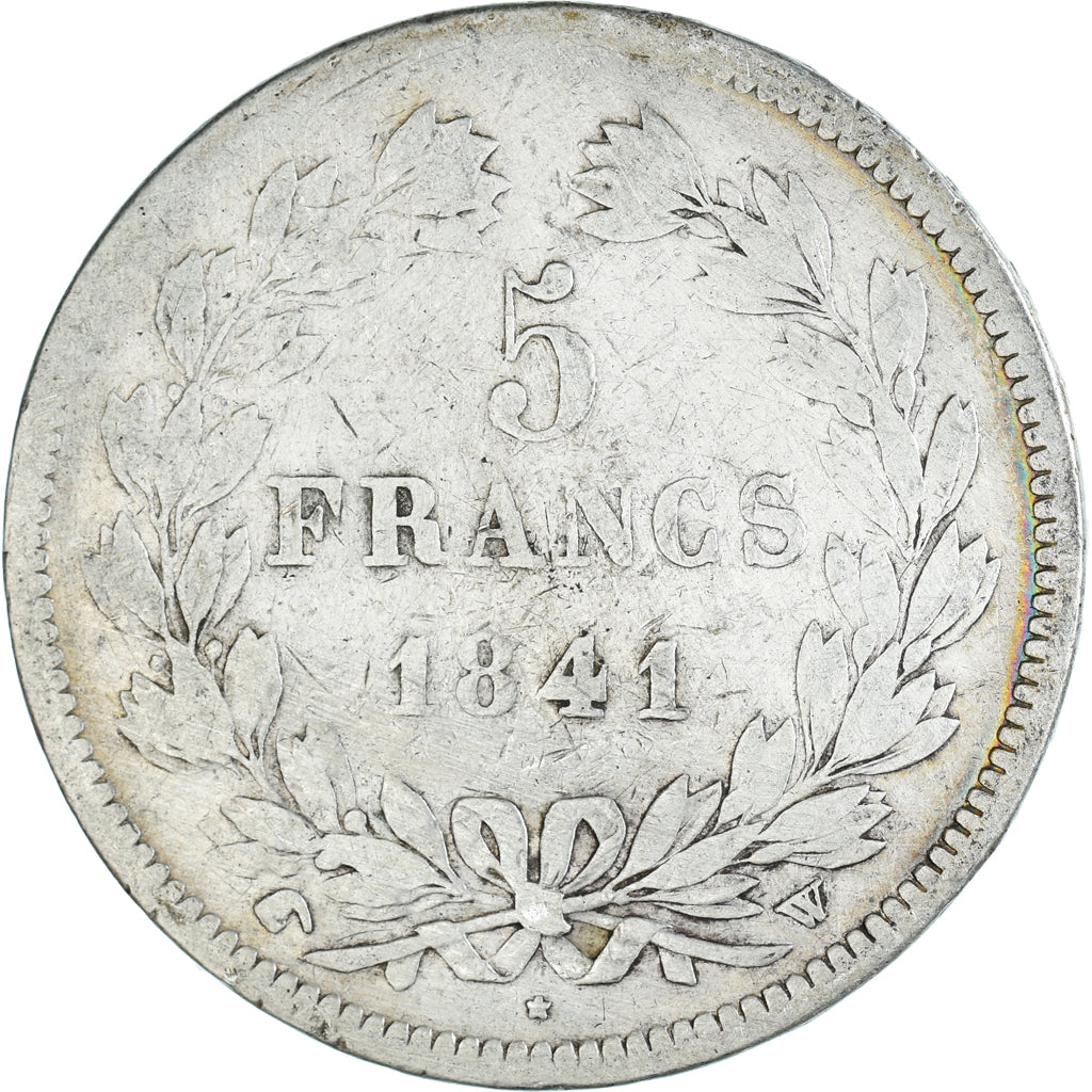 Moneda, Francia, Louis-Philippe, 5 Francs, 1841, Lille, BC+, Plata, KM:749.13