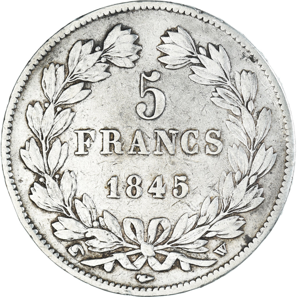 Moneda, Francia, Louis-Philippe, 5 Francs, 1845, Lille, MBC, Plata, KM:749.13