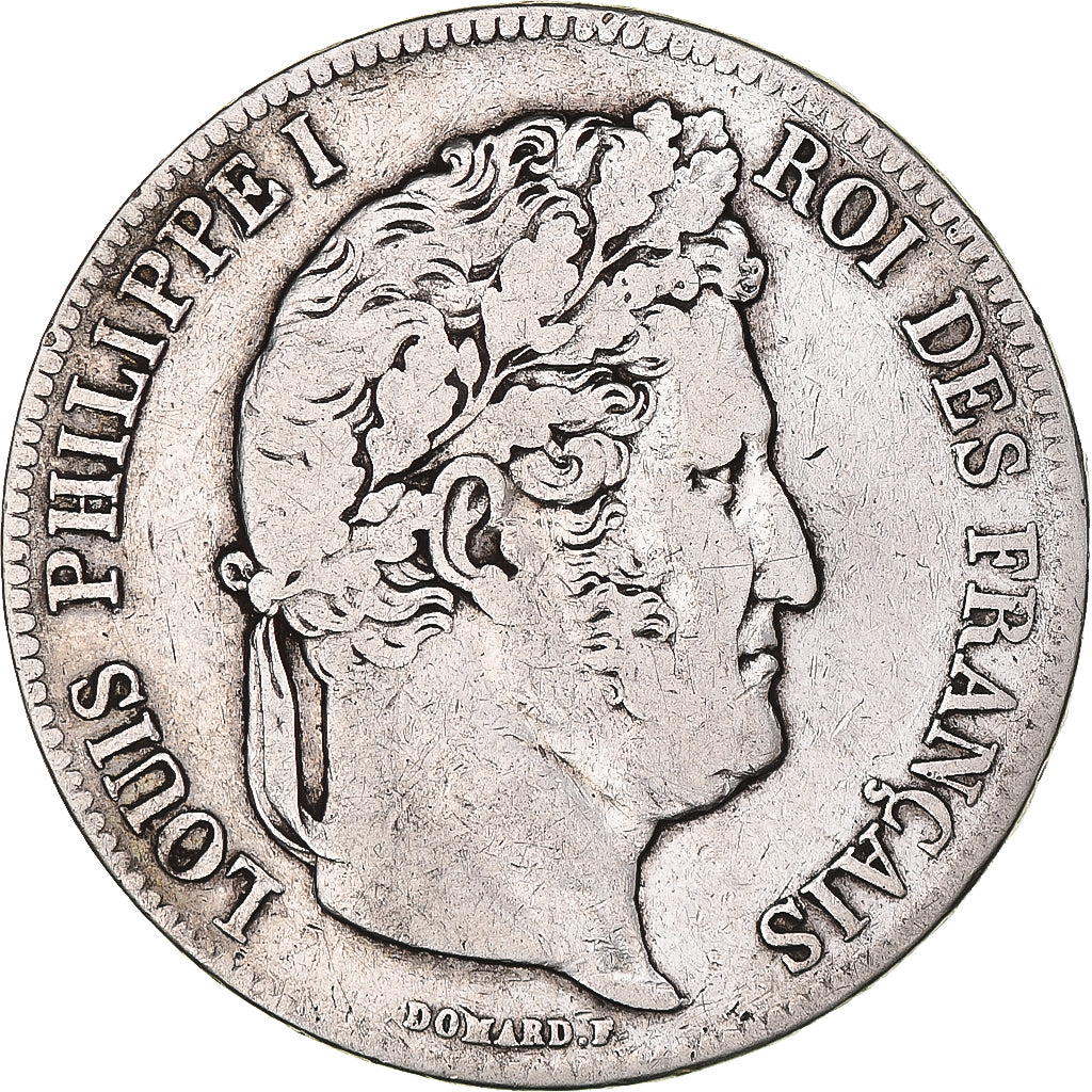 Moneda, Francia, Louis-Philippe, 5 Francs, 1840, Paris, BC+, Plata, KM:749.1