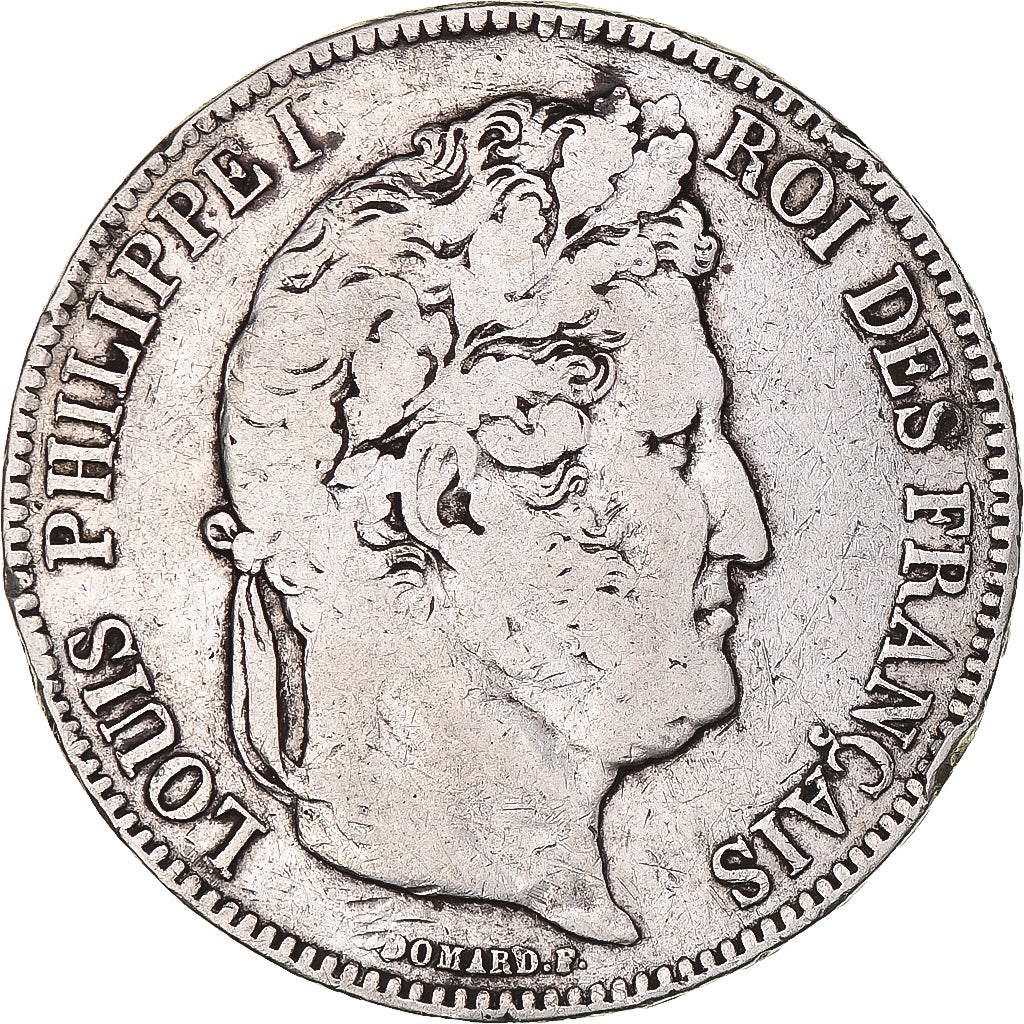 Moeda, França, Louis-Philippe, 5 Francs, 1842, Rouen, VF(30-35), Prata