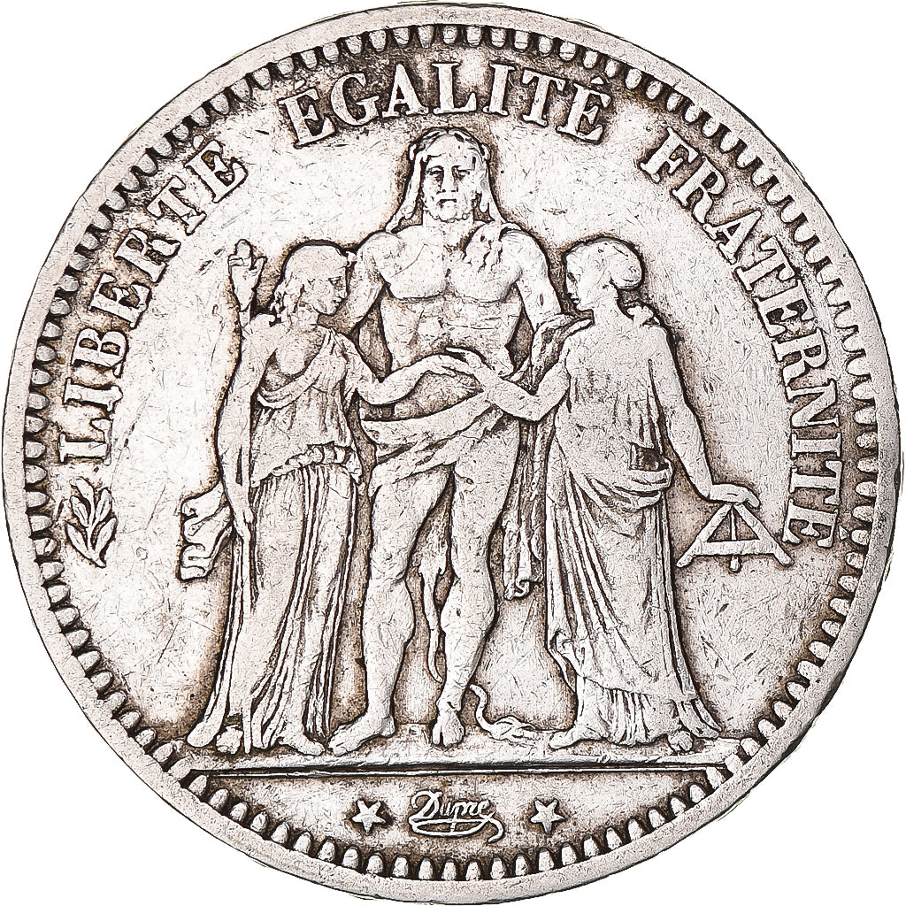 Moneta, Francia, Hercule, 5 Francs, 1873, Bordeaux, MB+, Argento, KM:820.2