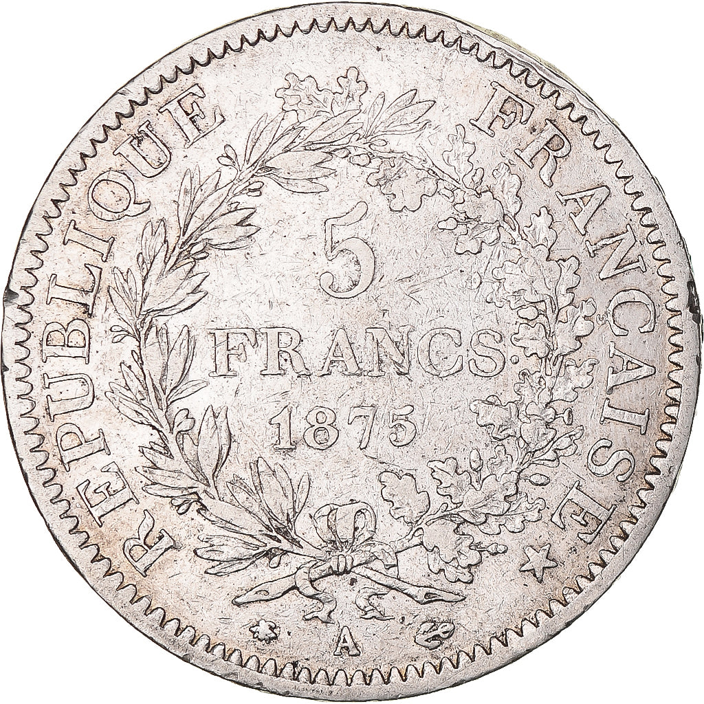Coin, France, Hercule, 5 Francs, 1875, Paris, VF(30-35), Silver, KM:820.1