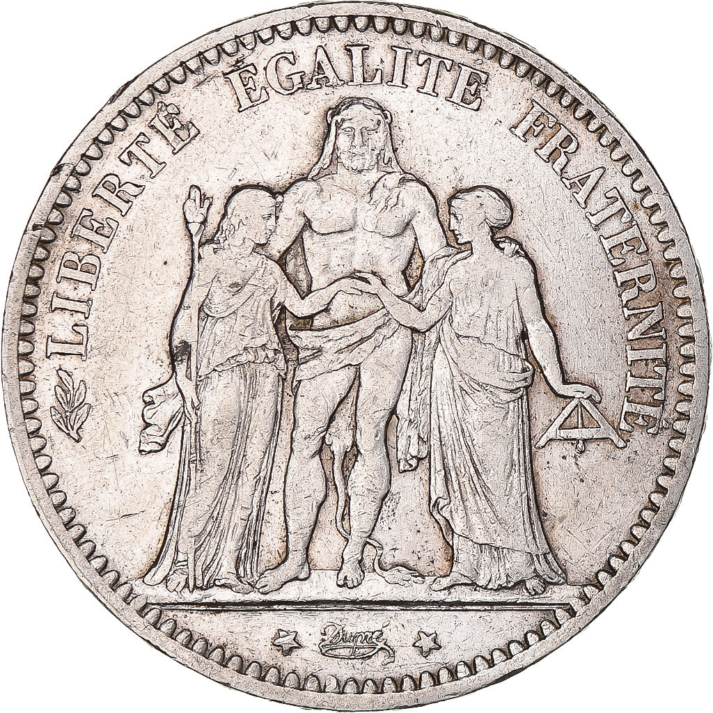 Moneda, Francia, Hercule, 5 Francs, 1875, Paris, BC+, Plata, KM:820.1