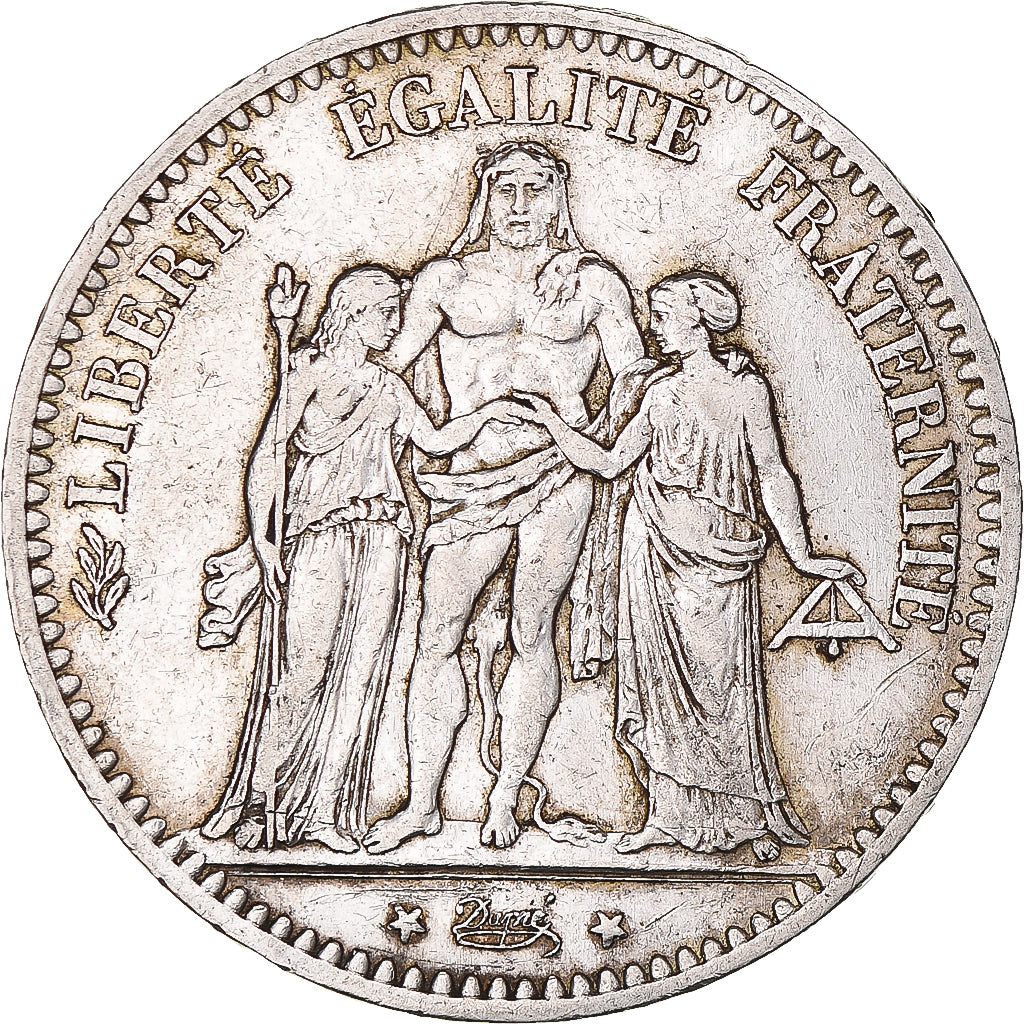 Moeda, França, Hercule, 5 Francs, 1875, Paris, EF(40-45), Prata, KM:820.1