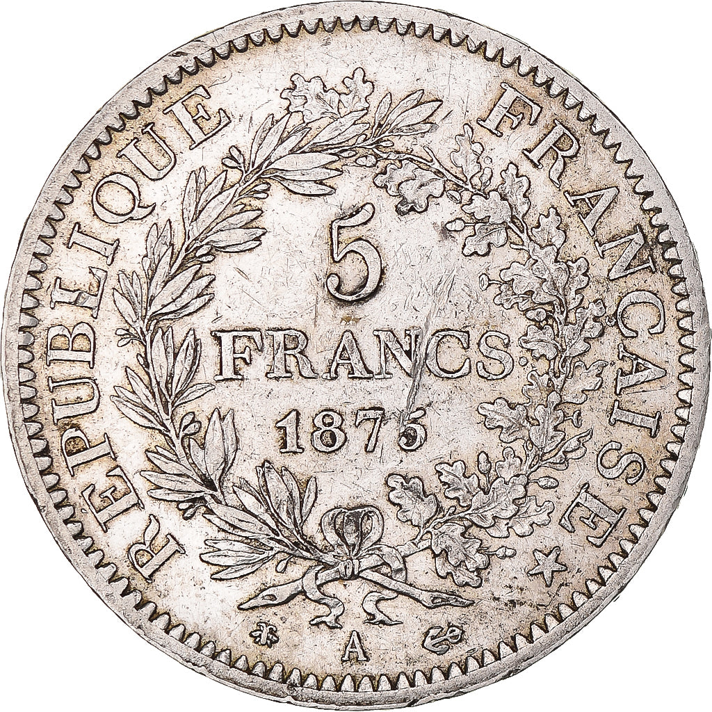 Moeda, França, Hercule, 5 Francs, 1875, Paris, EF(40-45), Prata, KM:820.1