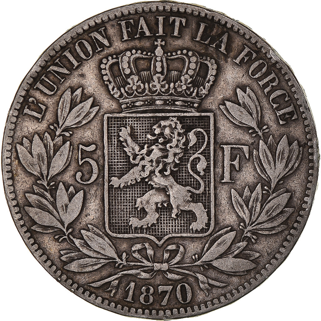 Monnaie, Belgique, Leopold II, 5 Francs, 5 Frank, 1870, Bruxelles, TB+, Argent